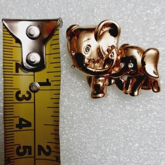Vintage Goldtone Mom & Baby Elephant Brooch Sparkle Rhinestone Eyes Jewelry Pin - Picture 2 of 10